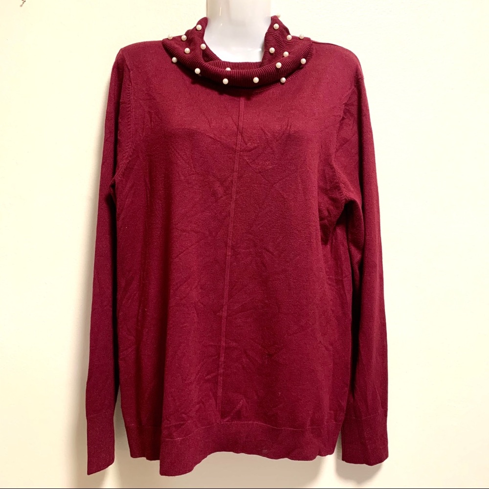 Karl Lagerfeld Paris pearl cowl neck sweater M